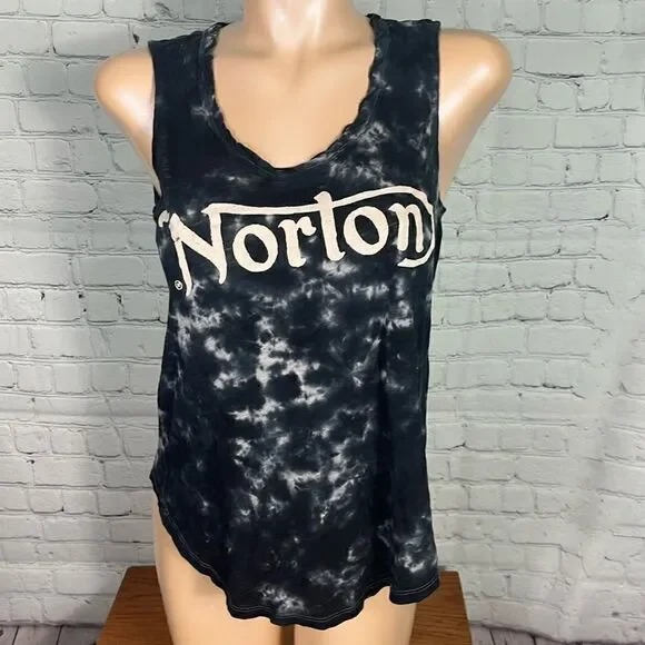Lucky Brand Norton Motorcycle Tank bleach wash w/lace detail medium - Picture 3 of 8